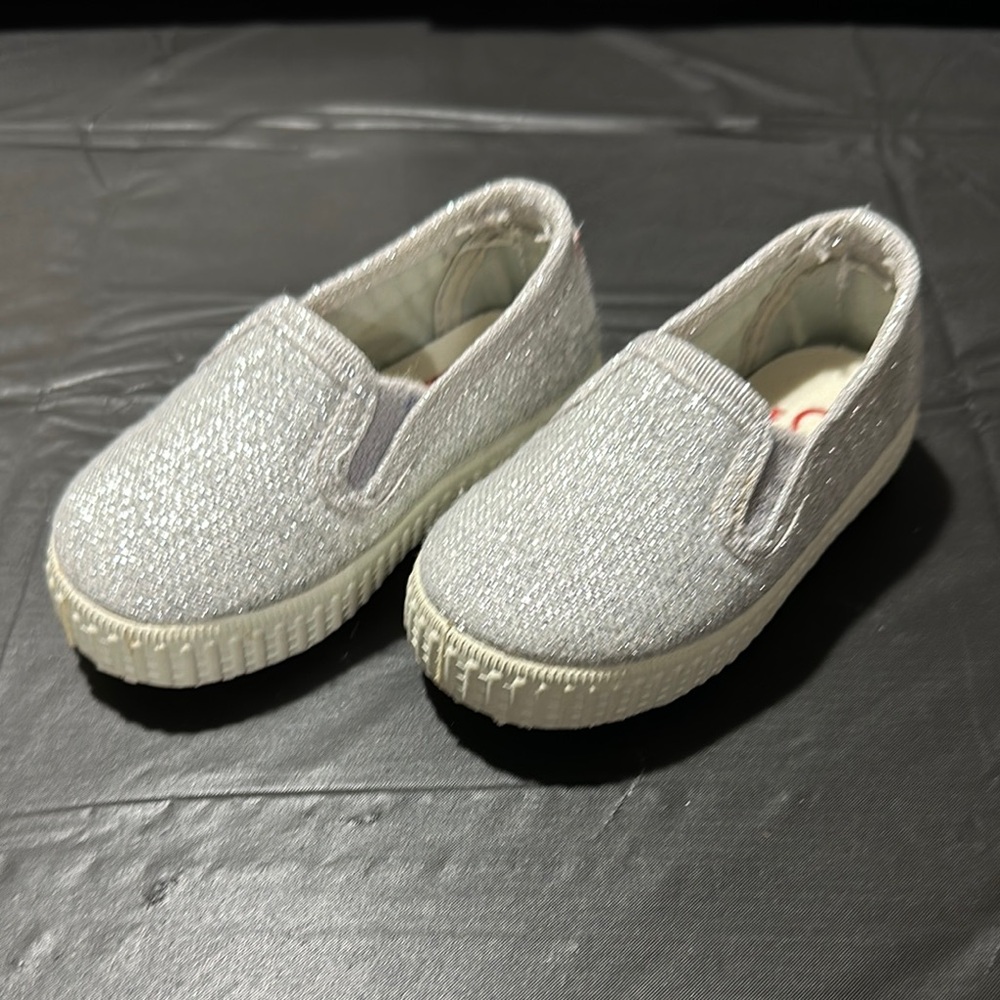 Sparkly Silver Kids Slip-On Shoes